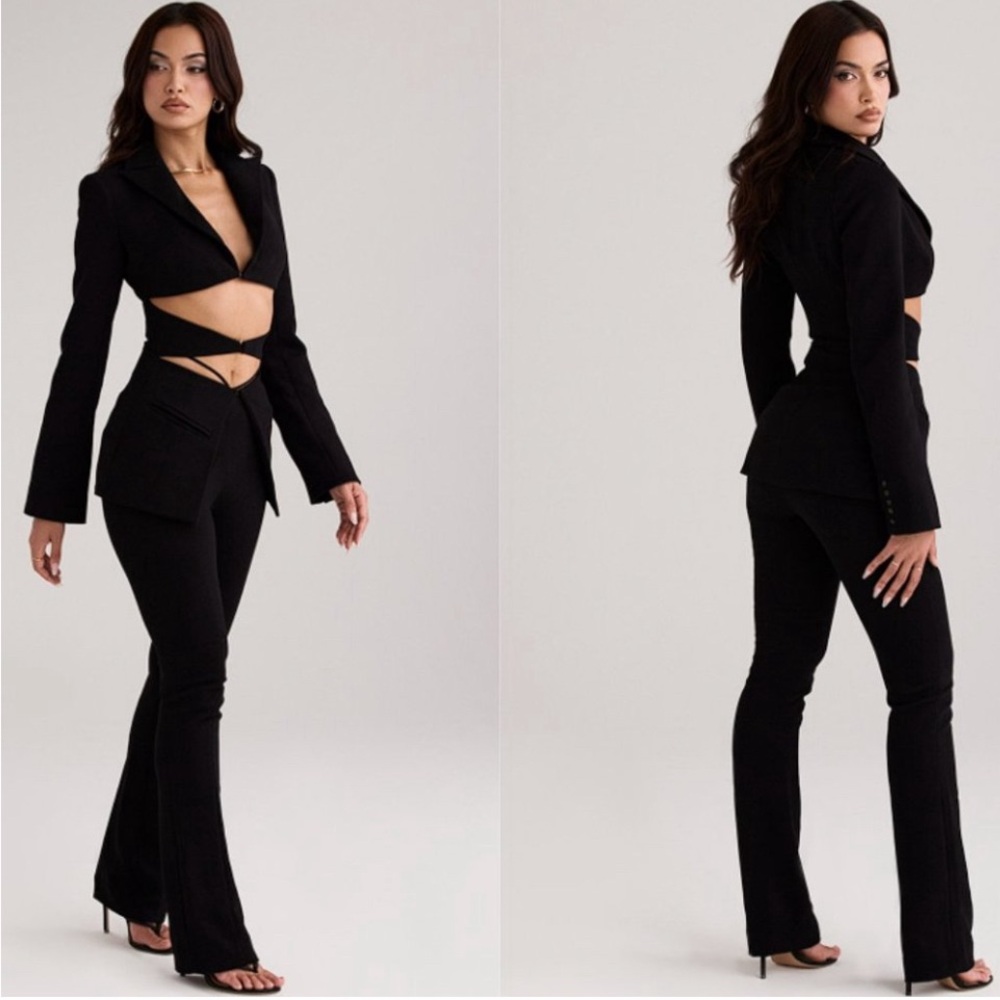 New! House of CB Layla Black V-Front Trousers Size XS‎ $149